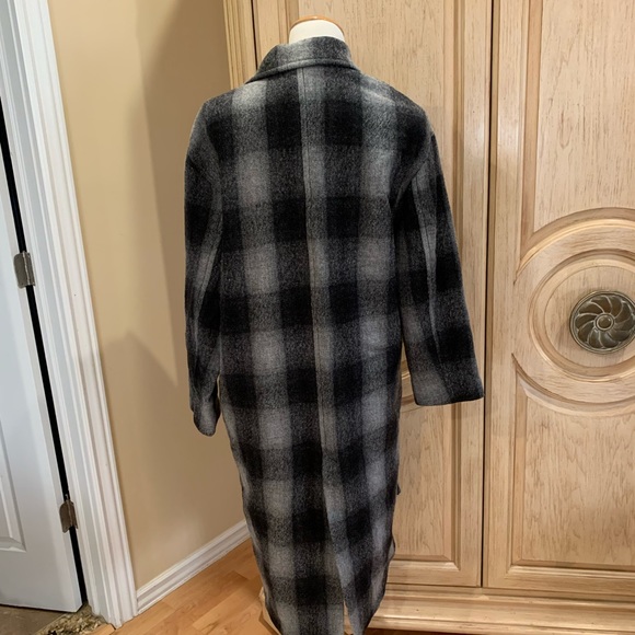 ZARA WOMEN’S  PLAID CHECK DOUBLE BREASTED MANTECO 100% WOOL COAT GRAY SIZE M NWT - Picture 7 of 7